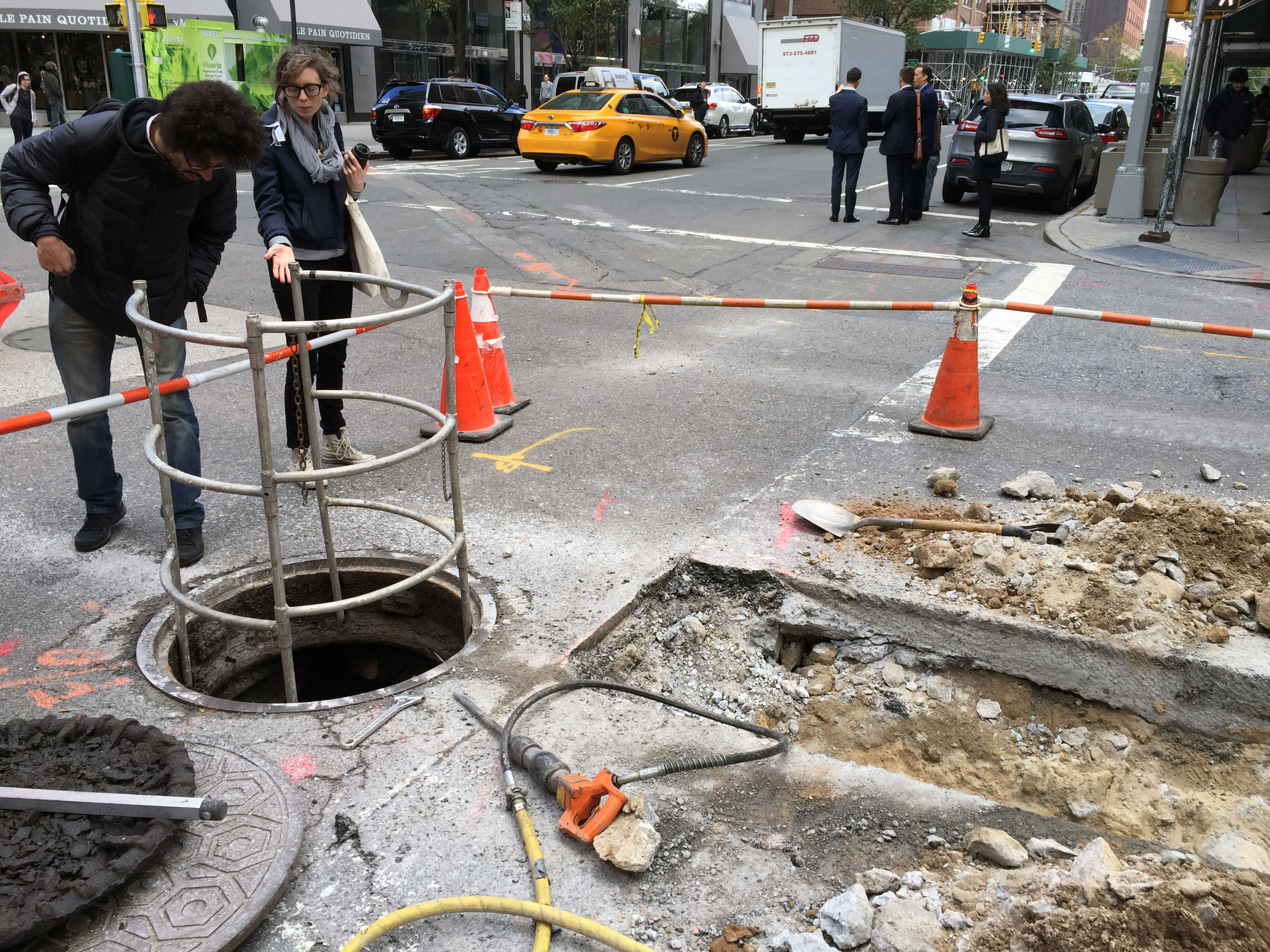 Open manhole with internets exposed